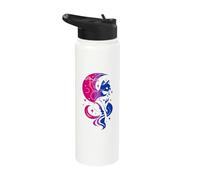 Mystical Bisexual Cat with Moon and Cosmic Energy Stainless Steel Insulated Water Bottle
