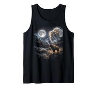 Mystical Bison Howling At The Moon Night Sky Wildlife Tank Top