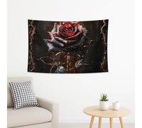 Mystical Black and Red Rose Tapestry, Gothic Florals Decorative Wall Hanging, Aesthetic Art for Bedroom Living Room Dorm, for Halloween Seasonal Decor 60x80 Inch