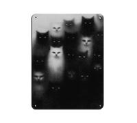 Mystical Black And White Cats Retro Poster Metal Tin Sign Chic Art Retro Iron Painting Bar People Cave Cafe Family Garage Poster Wall Decoration 12x16inch(30x40cm)