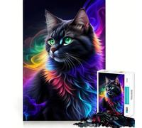 Mystical Black Cat 1000 Piece Jigsaws for Adults Puzzle Focus Brain Toy Quiet Fun Tight Edge Santa Wish Item (50x75cm)