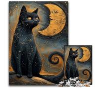 Mystical Black Cat Art 1000 Piece Puzzle Difficult Puzzles for Adults Challenging Brain Teaser Relaxing Toy for Teenagers 1000 PCS(75x50cm)