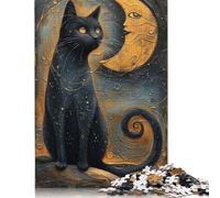 Mystical Black Cat Art Jigsaw Puzzles Puzzles for Adults Kids. 1000 Piece Impossible Challenge Toy Educational Games Home Decoration for Adults& Kids Age 14 Years Up 1000pcs (75x50cm)
