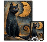 Mystical Black Cat Art Jigsaws 1000 Pieces for Adults Challenging Puzzles for Holidays Birthdays And Family Game Nights 1000 PCS(38x26cm)