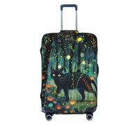 Mystical Black Cat Fireflies Travel Luggage Covers - Elasticity Suitcase Covers Protector for Luggage 18-32 Inch