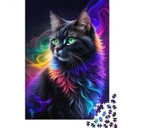 Mystical Black Cat Jigsaw Puzzle Adult 1000 Pieces Classic Puzzle Paper Jigsaw Puzzle Wall Art Unique Toys 1000pcs (38x26cm)