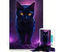 Mystical Black Cat Jigsaw Puzzle for Adults 1000 Pieces Intellect Toy Peaceful Fun Precise Cut Santa Wish List (50x75cm)