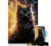 Mystical Black Cat Jigsaw Puzzle for Adults 1000 Pieces Intellect Toy Peaceful Fun Precise Cut Santa Wish List (50x75cm)