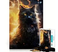 Mystical Black Cat Jigsaw Puzzle for Adults 1000 Pieces Intellect Toy Peaceful Fun Precise Cut Santa Wish List (38x52cm)