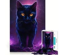 Mystical Black Cat Jigsaw Puzzles for Adults 1000 Pieces Logic Sense Toy Relaxing Fun Smooth Edge (38x26cm)