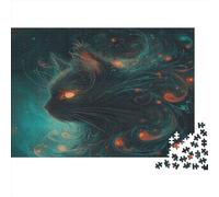 Mystical Black Cat Jigsaw Puzzles Puzzles for Adults Kids. 1000 Pieces Abstract Art Challenge Toy Educational Game Home Decoration for Adults& Kids Age 14 Years Up 1000pcs (75x50cm)