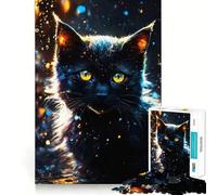 Mystical Black Cat Portrait 1000 Pieces Jigsaws Adults Puzzles Gifts Memory Upgrade Leisure Time Sharp Cut Wall Art Decor (38x52cm)