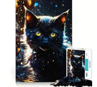 Mystical Black Cat Portrait Hard Jigsaw Puzzle for Adults 1000 Pieces Strong Logic Toy Bonding Time Clear Edge (50x75cm)