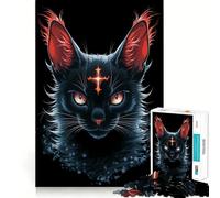 Mystical Black Cat Portrait Hard Jigsaw Puzzle for Adults 1000 Pieces Think Toy Peaceful Fun Clean Cut Fine Art Piece (50x75cm)
