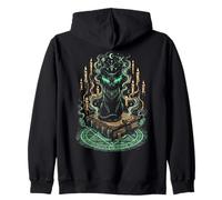 Mystical Black Cat Spellbook Occult Witch Gothic Zip Hoodie