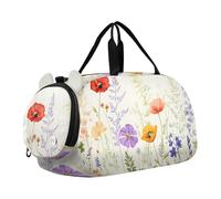 Mystical Black Cat Tropical Flowers Girls Tote Duffle Bags Travel Overnight Bags Toddler with Shoulder Strap Carry on Duffel for Boys, Minimalist Wildflower Watercolor, Classic