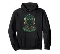 Mystical Black Cat Witchcraft Occult Runes Pentagram Pullover Hoodie