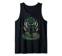Mystical Black Cat Witchcraft Occult Runes Pentagram Tank Top