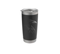 Mystical Black Raven Illustration Goth Viking Crow Artwork Stainless Steel Insulated Tumbler