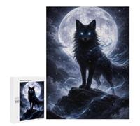Mystical Black Wolf Under The Moon Jigsaw Puzzle for Adults And Families, 500 PCS, A Creative Way to Unwind after A Busy Day, for Indoor Play