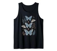 Mystical Blue Butterfly Moth Celestial Moon Stars Botanical Tank Top