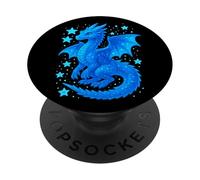 Mystical Blue Dragon Celestial Fantasy Illustration Cute Art PopSockets Adhesive PopGrip