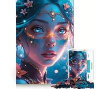 Mystical Blue-Eyed Woman Jigsaw Puzzles for Adults 1000 Pieces Logic Sense Toy Relaxing Fun Smooth Edge (38x26cm)