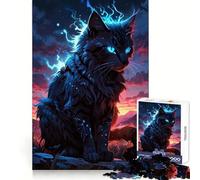 Mystical Blue Flame Cat 1000 Pieces Jigsaws Adults Puzzles Gifts Memory Upgrade Leisure Time Sharp Cut Wall Art Decor (50x75cm)