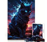 Mystical Blue Flame Cat Jigsaw Puzzles for Adults 1000 Pieces Logic Sense Toy Relaxing Fun Smooth Edge (38x26cm)