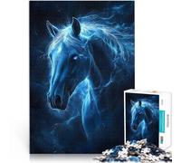 Mystical Blue Horsejigsaw 1000 pieces for teenagers Toys Educational Games Stress Relieving with Matching Poster and Trivia Sheet 38x26cm
