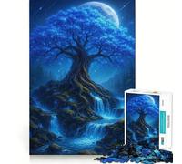 Mystical Blue Tree And Waterfalls 1000 Piece Jigsaw Puzzle for Teenagers Memory Gain Soothing Fun Design Assembly Elegant Gift (38x52cm)