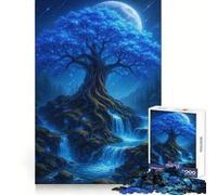 Mystical Blue Tree And Waterfalls 1000 Pieces Jigsaws Adults Puzzles Gifts Memory Upgrade Leisure Time Sharp Cut Wall Art Decor (38x26cm)
