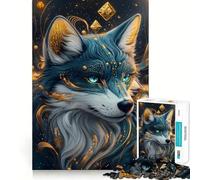 Mystical Blue Wolf Adult Jigsaw Puzzles1000 Pieces Mind Exercise Toy Tension Relief Design Assembly Lovely Present (38x26cm)