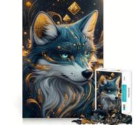 Mystical Blue Wolf Jigsaw Puzzles for Adults 1000 Pieces Mind Skill Toy Slow Enjoy Design Assembly Lovely Gift (38x52cm)