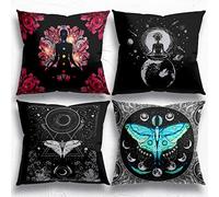 Mystical Bohemia Seven Chakra Mandala Decor Throw Pillow Case, 18'' x 18'' Inch Set of 4 Butterfly Moth Tarot Pillow case, Gifts Sister Daughter College Dorm Decor, Yoga Room Decor