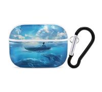Mystical Boy in The Boat on The Ocean with Blue Whales Earphone Case PC Bluetooth Earbud Cove Headphone Cases Compatible with Airpods Pro White-style