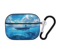 Mystical Boy in The Boat on The Ocean with Blue Whales Earphone Case PC Bluetooth Earbud Cove Headphone Cases Compatible with Airpods Pro Black-style