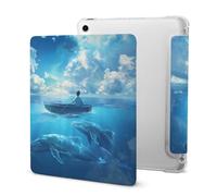 Mystical Boy in The Boat on The Ocean with Blue Whales Tablet Case with Pencil Holder Protective Cover Design Compatible for IPAD 2020 AIR 4 （10.9in）