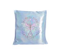 Mystical Butterfly Moon Phase Decorative Cushion Cover, 40 cm, Holographic Shimmer Design, Available in Pink, Lilac, White (White)