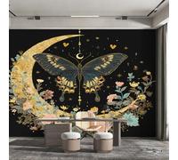 Mystical Butterfly Wallpaper Black Gold, Astrology Celestial Wall Paper for Bedrooms, Home Decor Photo Wallpaper for Living Room 300x210 Non-Woven Wall Mural W49