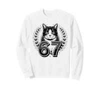 Mystical Cat and Lucky Numbers 67 Laurel Wreath Design Sweatshirt