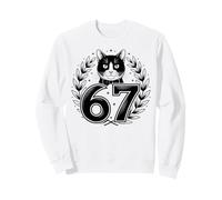Mystical Cat and Lucky Numbers 67 Laurel Wreath Design Sweatshirt