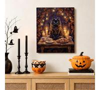 Mystical Cat Autumn Forest Halloween Canvas Kitchen Wall Art 16x20