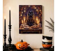 Mystical Cat Autumn Forest Halloween Canvas Kitchen Wall Art 8x10