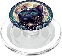Mystical Cat Beneath a Radiant Full Moon PopSockets PopGrip for MagSafe