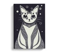 Mystical Cat Canvas Print | Gallery Wrapped 30mm Frame Wall Art | 30x20 inches | Ready to Hang | Abstract Animals Picture | Living Room Bedroom Lounge Office