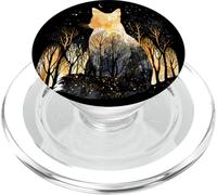 Mystical Cat Forest Moon Stars Watercolor Art PopSockets PopGrip for MagSafe