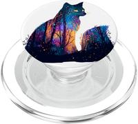 Mystical Cat Forest Night Sky Watercolor Art PopSockets PopGrip for MagSafe