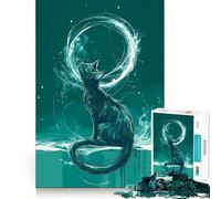 Mystical Cat Jigsaw Puzzle for Adults 1000 Pieces Intellect Toy Peaceful Fun Precise Cut Santa Wish List (50x75cm)