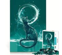 Mystical Cat Jigsaw Puzzles for Teenagers 1000 Pieces Strong Logic Toy Shared Fun Clear Edge Lovely Present (38x26cm)